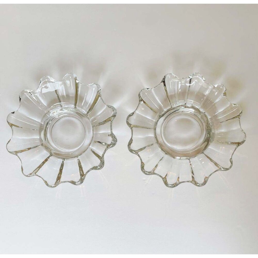 Pair of 2 Vintage Glass Candle Holders Made in U.S.A.